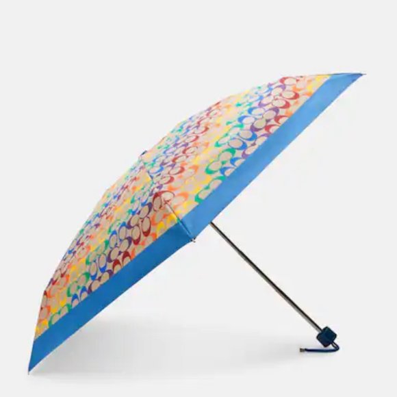 coach Uv Protection Mini Umbrella In Rainbow Signature C4324 - Picture 1 of 4